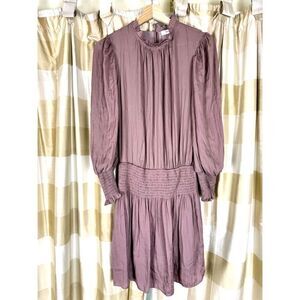 Anthropologie Mustard Seed Long Sleeve Silky Blouson Dress Lined Sz Small EUC